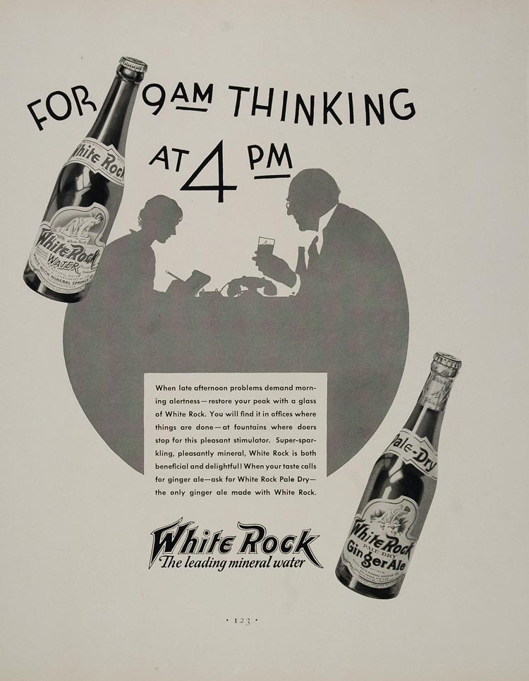 1932 Ad White Rock Mineral Water Ginger Ale Waukesha - ORIGINAL ADVERTISING