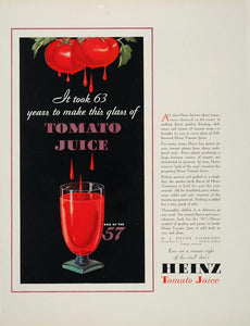 1932 Original Color Print Ad Heinz Tomato Juice NICE! - ORIGINAL ADVERTISING
