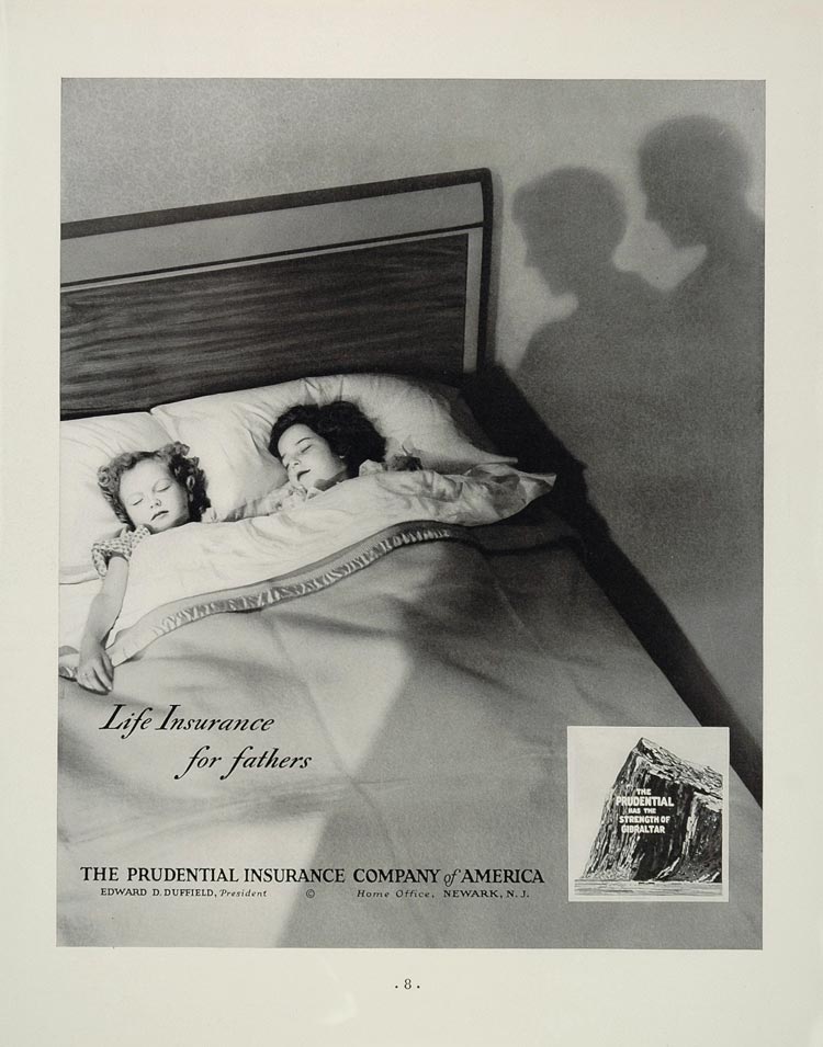 1936 Ad Prudential Insurance Co. Children Bed Gibraltar - ORIGINAL ADVERTISING
