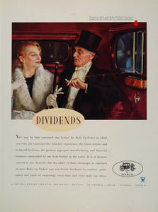 1933 Ad General Motors Fisher Body Man Top Hat Lady - ORIGINAL ADVERTISING
