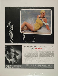 1936 Ad Bell Howell Color Movie Camera Bathing Beauty - ORIGINAL ADVERTISING