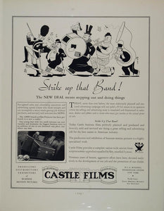 1933 Ad Castle Films Business Movies Marching Band NICE - ORIGINAL ADVERTISING