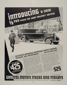 1936 ORIG. Ad GM General Motors 1/2 Ton Delivery Truck - ORIGINAL ADVERTISING