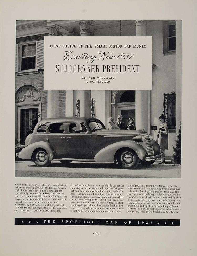 1936 Ad 1937 Studebaker President Vintage Automobile - ORIGINAL ADVERTISING