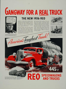 1936 Ad Red REO Speedwagon Truck Gold Silver Crown - ORIGINAL ADVERTISING