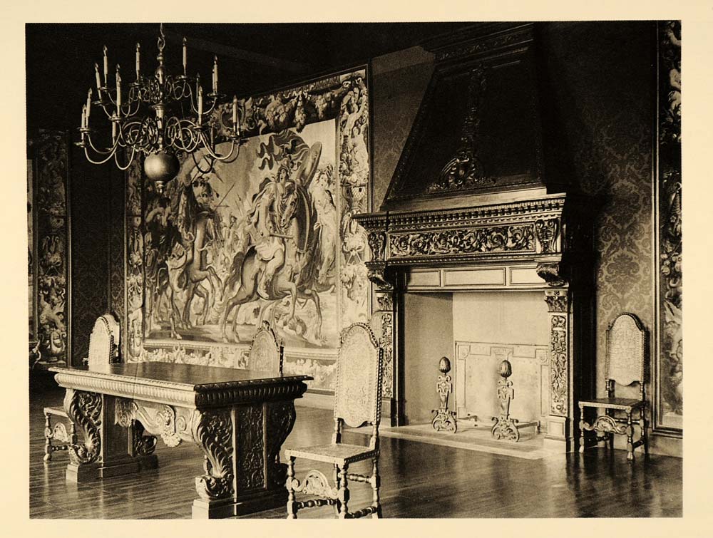 1927 Interior Chateau Vizille France Martin Hurlimann - ORIGINAL FR2