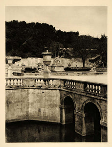 1927 Jardin de la Fontaine Nimes France Hurlimann - ORIGINAL PHOTOGRAVURE FR2