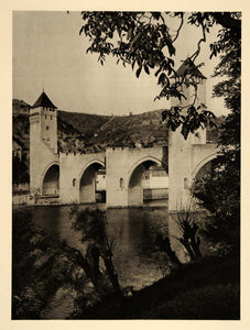 1927 Pont Valentre Bridge Arch Cahors France Hurlimann - ORIGINAL FR2