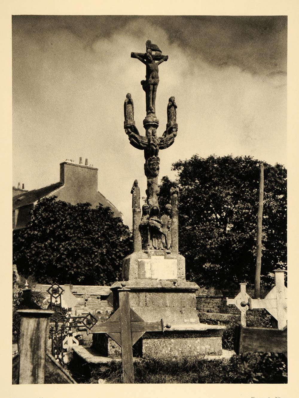 1927 Calvary Cross Nizon France Hurlimann Photogravure - ORIGINAL FR2
