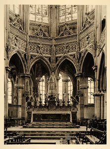 1927 Choir Saint Pierre Church Caen France Hurlimann - ORIGINAL PHOTOGRAVURE FR2
