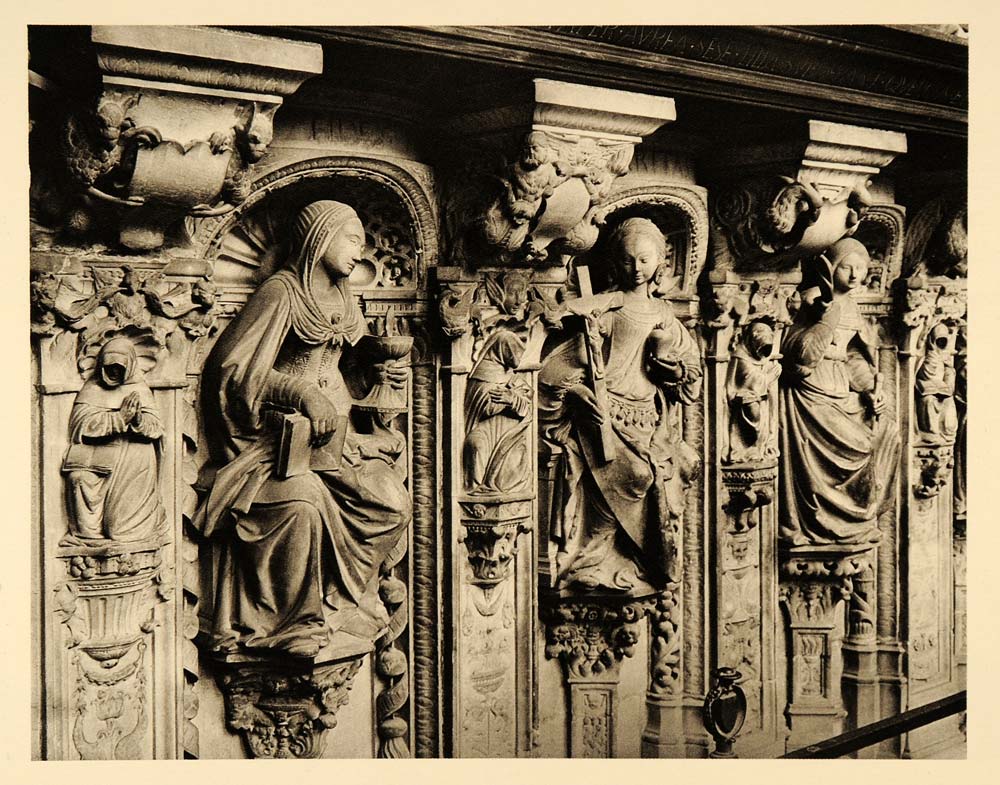 1927 Tomb Cardinals Amboise Rouen Cathedral France - ORIGINAL PHOTOGRAVURE FR2