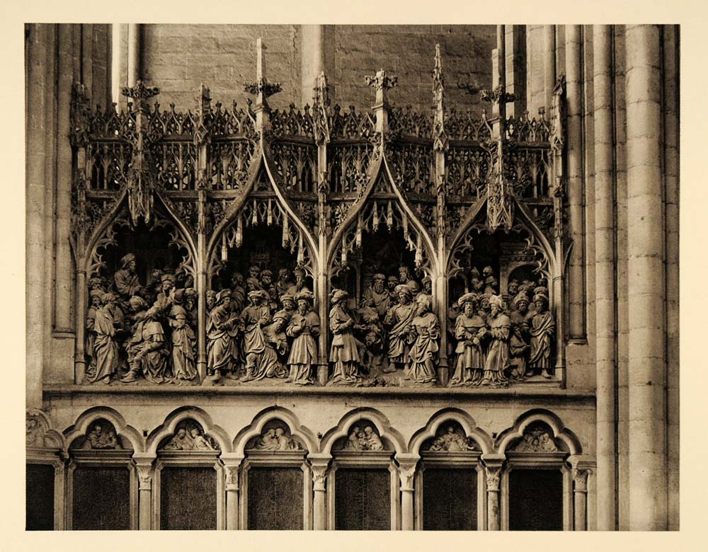 1927 Amiens Cathedral Gothic Sculpture St. James France - ORIGINAL FR2