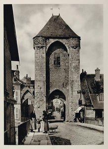 1927 Street Moret sur Loing France Martin Hurlimann - ORIGINAL PHOTOGRAVURE