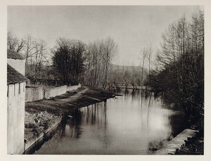 1927 Yonne River Breves France Hurlimann Landscape - ORIGINAL PHOTOGRAVURE