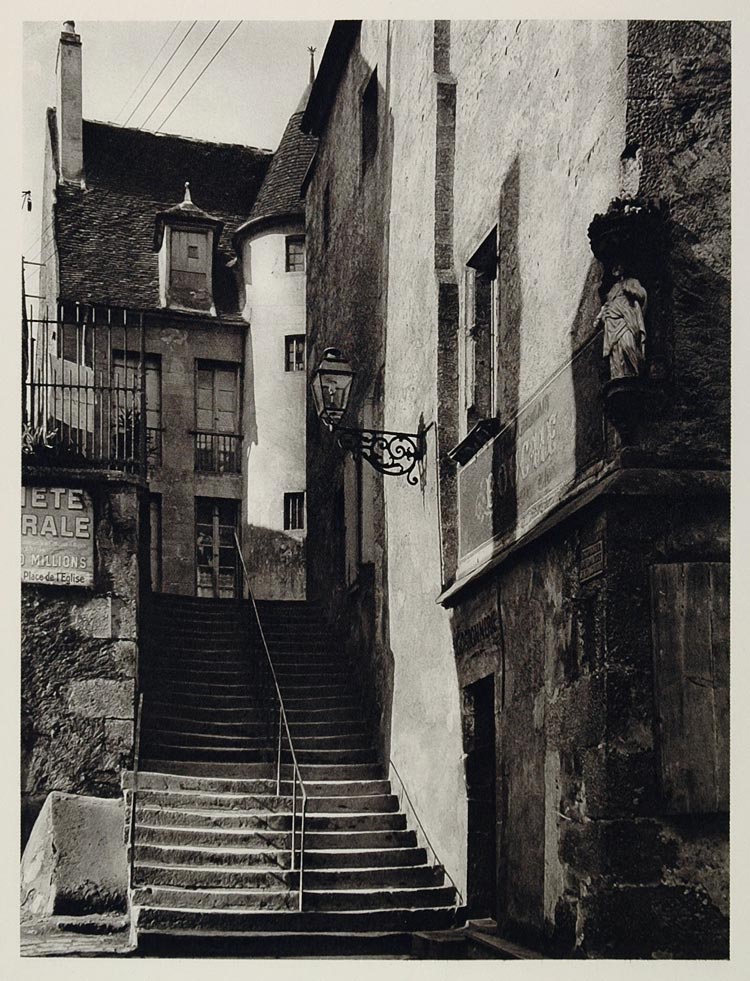 1927 Stairs Steps Town Clamecy France Martin Hurlimann - ORIGINAL PHOTOGRAVURE