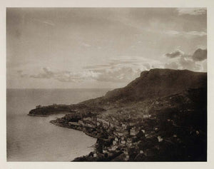 1927 Rocher Rock Monaco French Riviera Mediterranean - ORIGINAL PHOTOGRAVURE