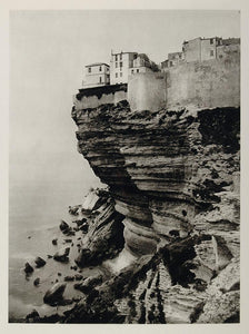 1927 Houses Bonifacio Corsica France Mediterranean Sea - ORIGINAL PHOTOGRAVURE
