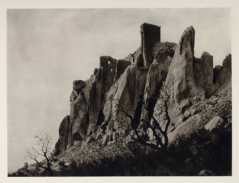 1927 Castle Ruin Les Baux de Provence France Hurlimann - ORIGINAL PHOTOGRAVURE