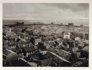 1927 Aerial View City Walls Aigues-Mortes France NICE! - ORIGINAL PHOTOGRAVURE