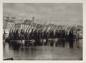 1927 Boats Harbor Port Cette Sete France Mediterranean - ORIGINAL PHOTOGRAVURE