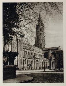 1927 Eglise Church Saint-Sernin Toulouse France Print - ORIGINAL PHOTOGRAVURE