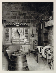 1927 Breton House Interior Cupboard Bed Dinan Brittany - ORIGINAL PHOTOGRAVURE