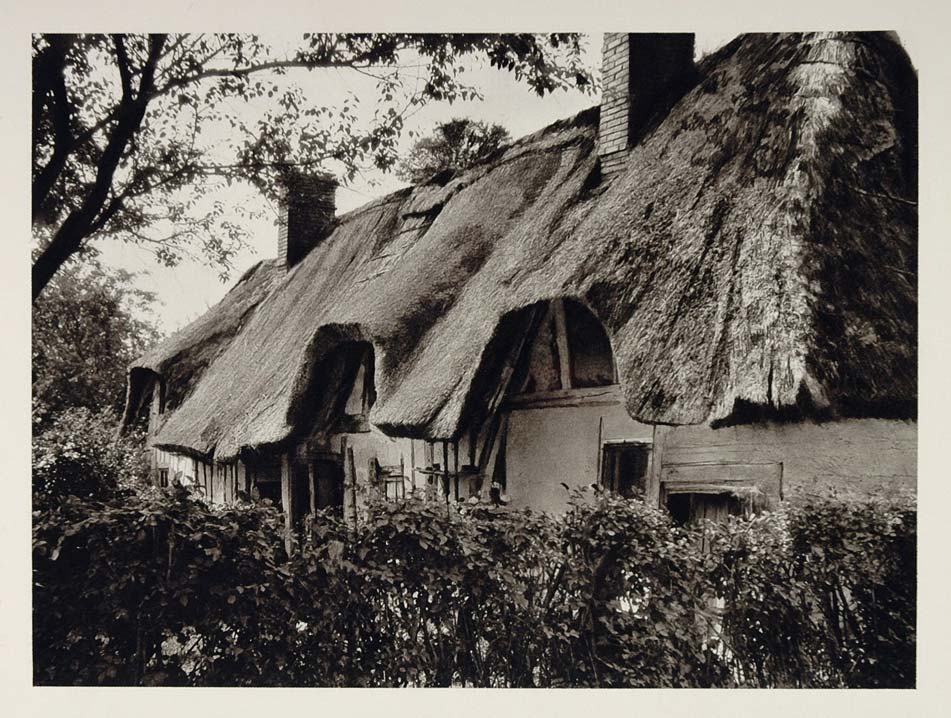 1927 Norman Farm House Thatched Roof Normandy France - ORIGINAL PHOTOGRAVURE