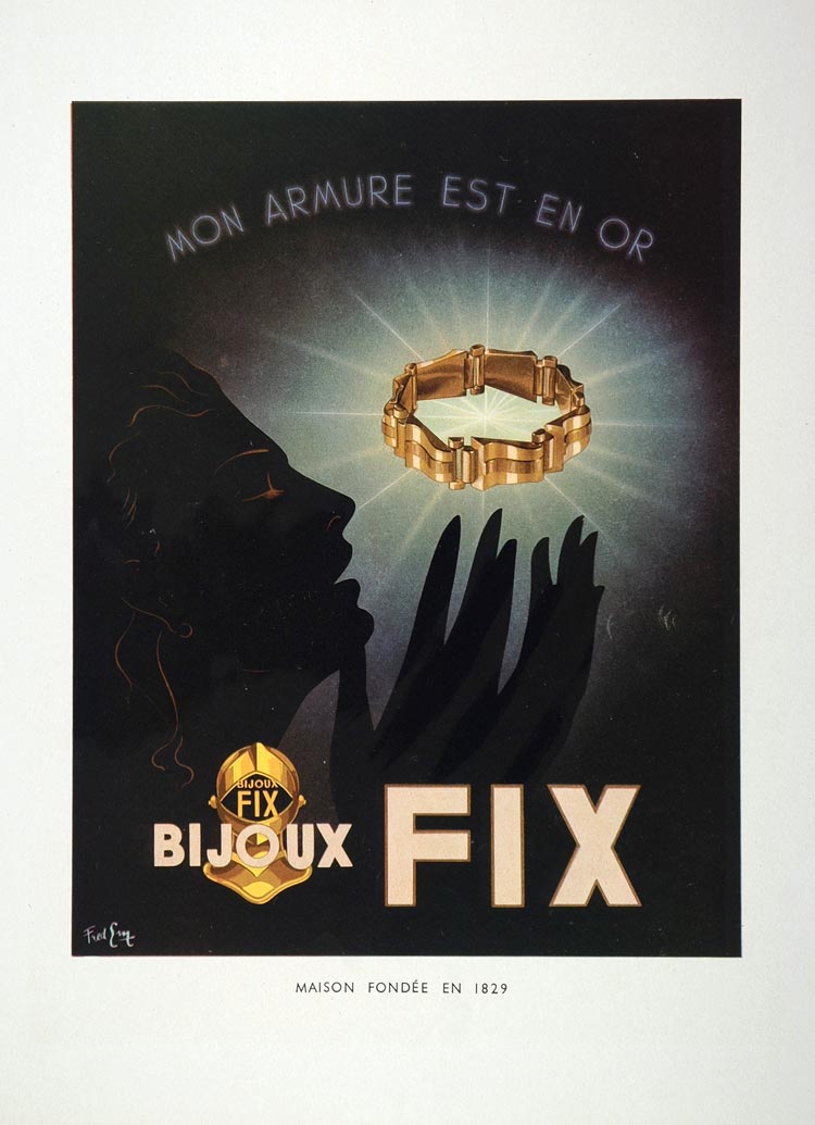 1948 French Ad Bijoux Fix Gold Jewelery Woman Hands - ORIGINAL ADVERTISING