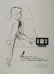 1948 French B/W Ad JAZ Clock Table Bird Lamp Rene Gruau - ORIGINAL ADVERTISING