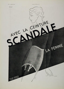 1936 Vintage French Ad Scandale Girdle Bra Risque Lady - ORIGINAL ADVERTISING