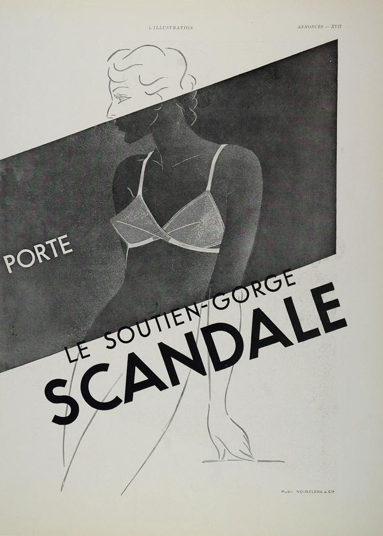 1936 Vintage French Ad Scandale Girdle Bra Risque Lady - ORIGINAL ADVERTISING