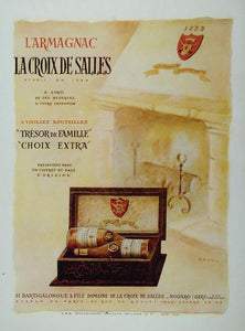 1946 Ad La Croix de Salles L'Armagnac Brandy R. Sibia - ORIGINAL ADVERTISING