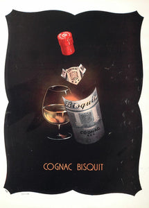 1946 Original French Ad Bisquit Cognac Bottle Glass - ORIGINAL ADVERTISING