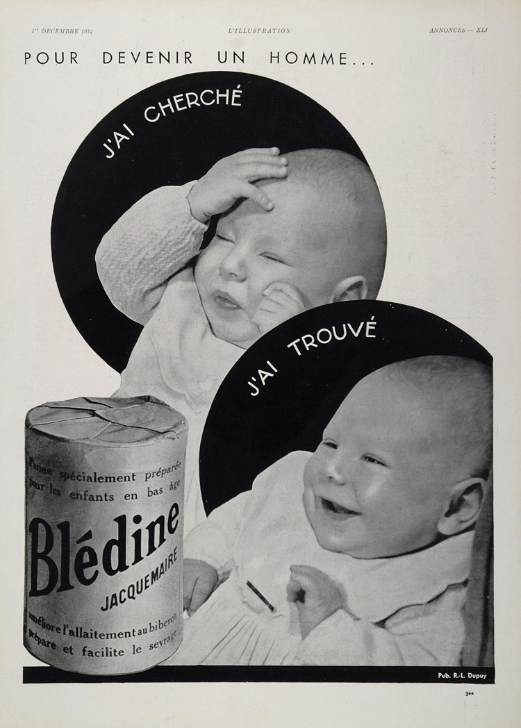 1934 French Ad Bledine Jacquemaire Infant Baby Formula - ORIGINAL ADVERTISING