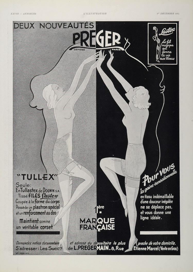 1934 French Ad Preger Lingerie Girdle Corset Risque - ORIGINAL ADVERTI –  Period Paper Historic Art LLC