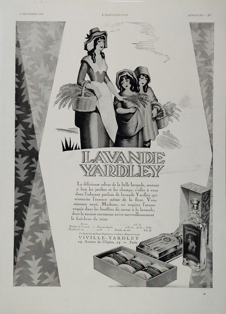 1930 French Ad Viville Yardley Lavender Soup Perfume - ORIGINAL ADVERTISING