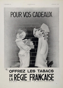 1935 French Ad Tabacs Regie Francaise Tobacco Cigarettes Children Gifts Boxes