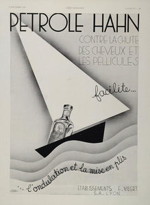 1933 Ad French Petrole Hahn Hair Care Products Illustration Bernard Aldebert