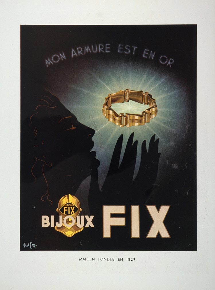 1948 French Art Deco Ad Bijoux Fix Gold Jewelry NICE! - ORIGINAL ADVERTISING