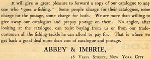 1895 Ad Abbey Imbrie Fishing Catalogue 18 Vesey Street - ORIGINAL FS1