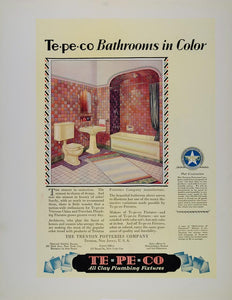 1930 Ad Trenton Potteries TEPECO Yellow Bathroom Tub - ORIGINAL ADVERTISING FT1