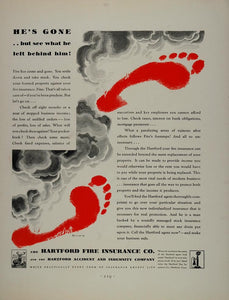 1930 Ad Hartford Fire Insurance Co. Feet Footstep Smoke - ORIGINAL FT1