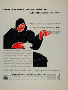 1931 Ad Hartford Fire Insurance Old Man Connecticut - ORIGINAL ADVERTISING FT1