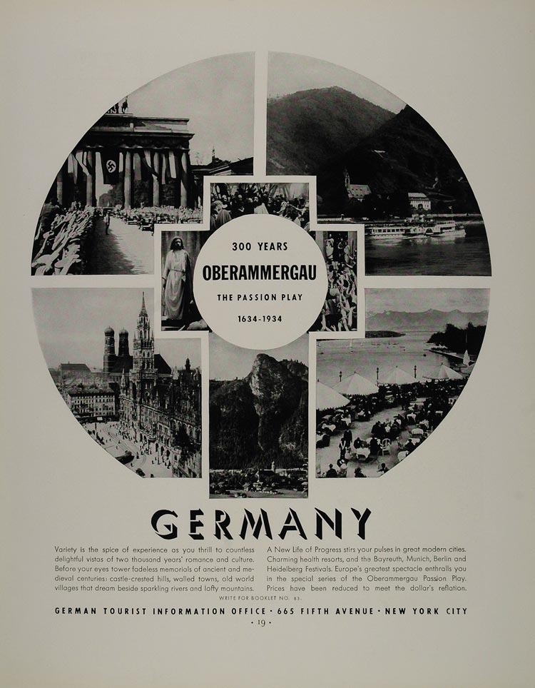 1934 Ad Travel German Oberammergau Germany Passion Play - ORIGINAL FT1