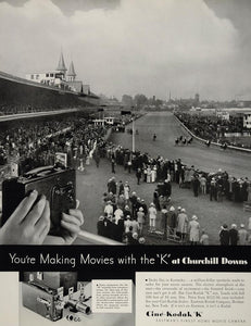 1934 Ad Cine Kodak K Movie Camera Churchill Downs Derby - ORIGINAL FT1