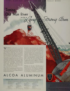 1934 Ad Alcoa Mississippi Flood Levee Dragline Bucket - ORIGINAL ADVERTISING FT1