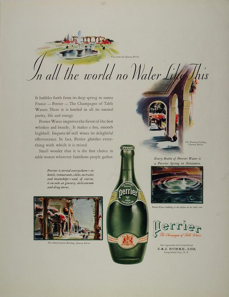 1934 Ad Perrier Bottled Spring Water Chateau France ART - ORIGINAL FT1