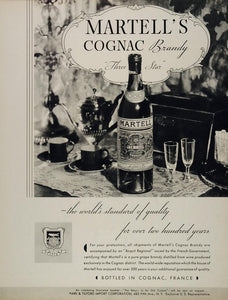 1934 Ad Martell Three Star Cognac Brandy Demitasse Cups - ORIGINAL FT1