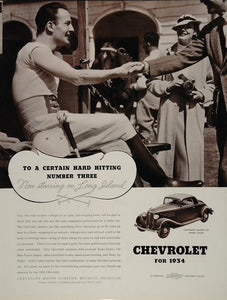 1934 Ad Chevrolet Master Six Car Jockey Long Island - ORIGINAL ADVERTISING FT1