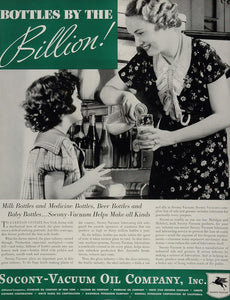 1934 Ad Socony Vacuum Oil Lubricants Milk Bottle Fridge - ORIGINAL FT1